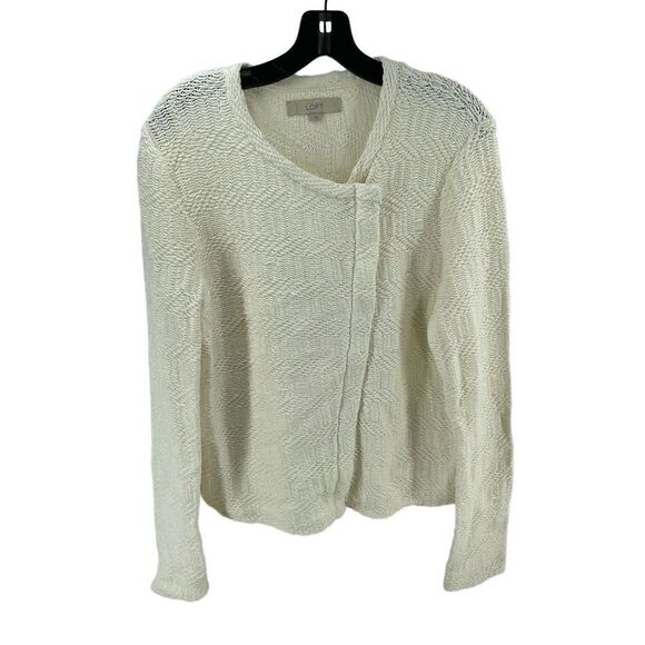 Loft cream jacket boho shacket chunky knit moto angle zip large - Picture 13 of 16